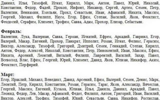 Имена мальчиков по месяцам на 2017 год по православному календарю